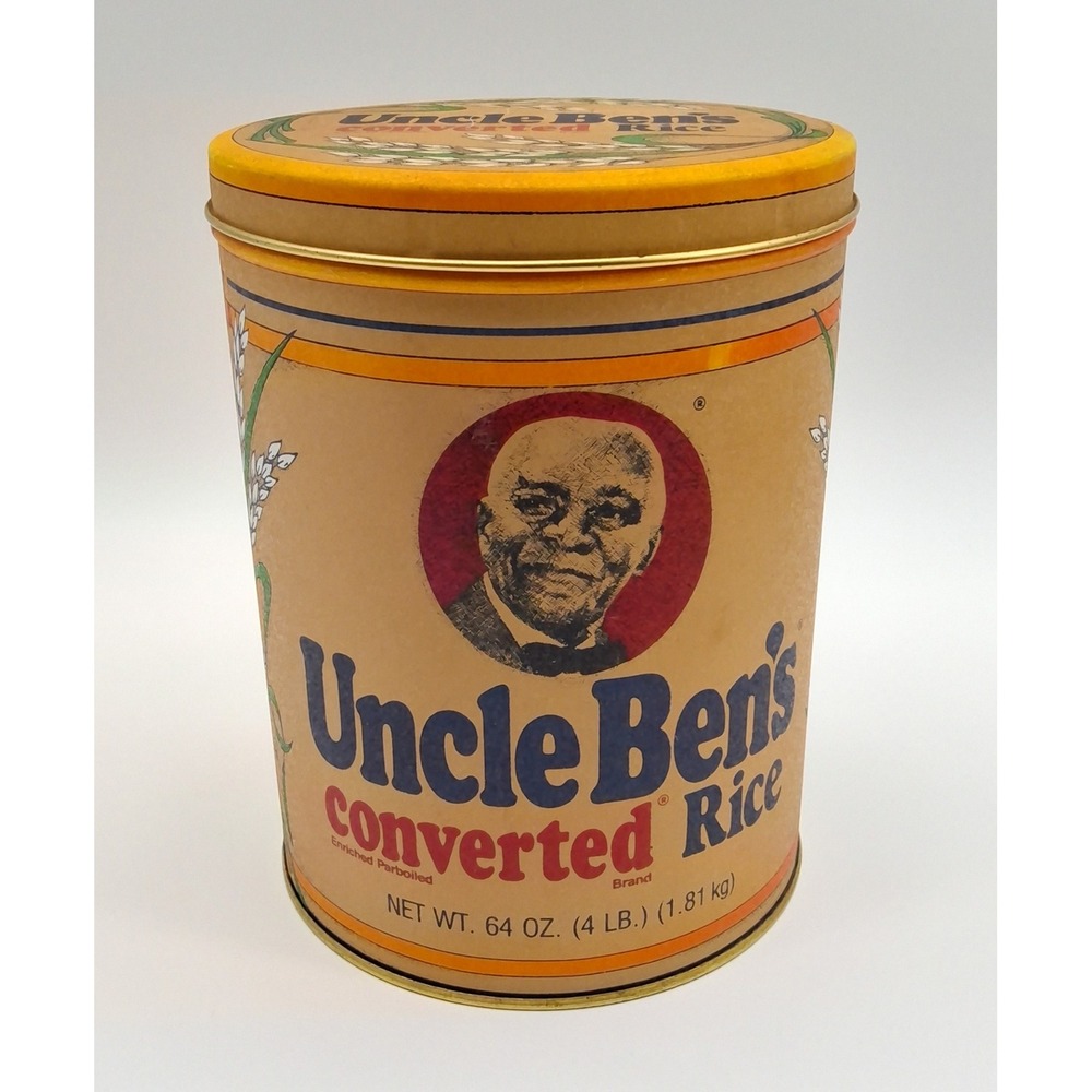 Vtg 1985 Uncle Ben's Converted Long Grain Rice 64 oOz Advertising Tin Canister